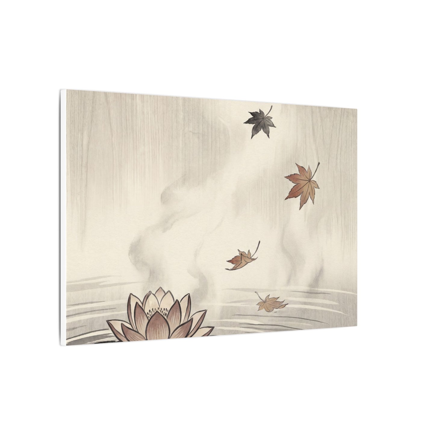Lotus Flower Canvas Art | Autumn Zen Ukiyo E Inspired Art