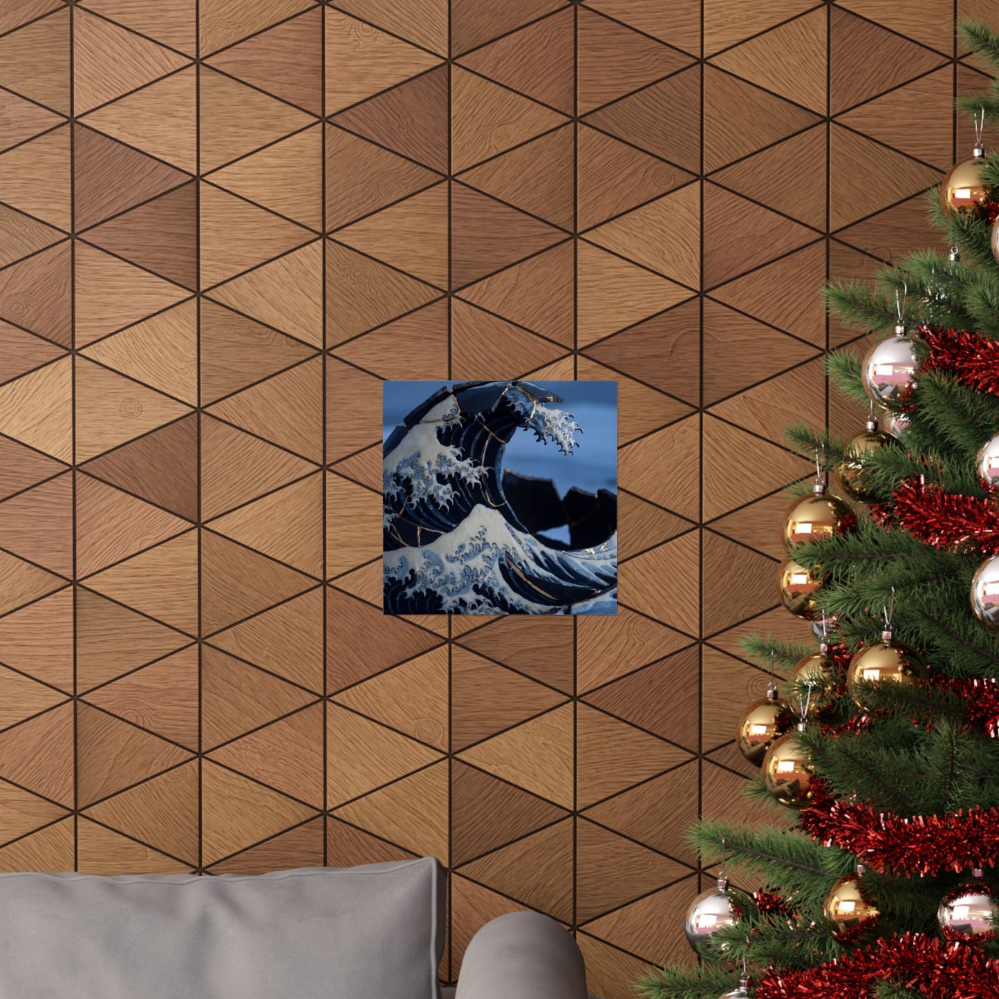 Winter Ocean Wave Gold Repair Wall Art Print | Resilient Decor