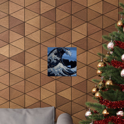 Winter Ocean Wave Gold Repair Wall Art Print | Resilient Decor