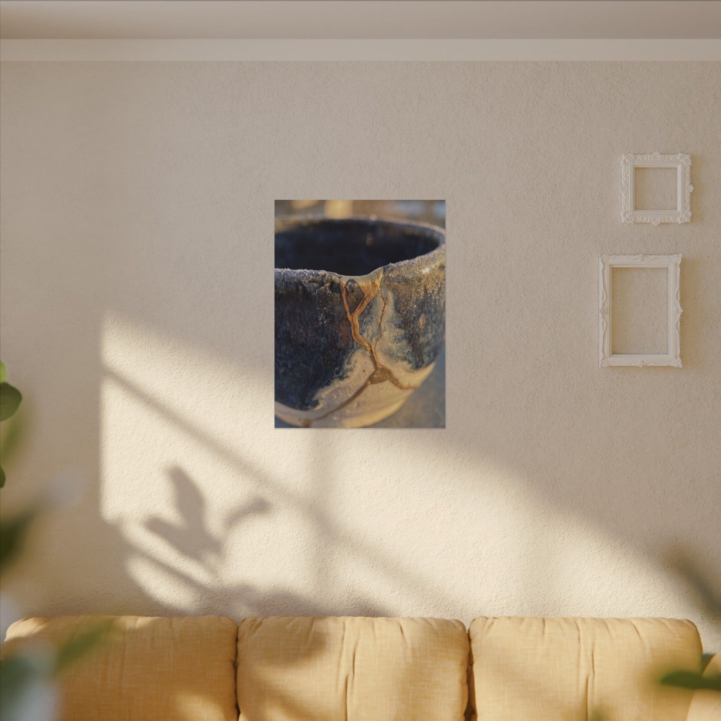 Winter Ceramic Bowl Gold Vein Canvas Art | Healing Decor