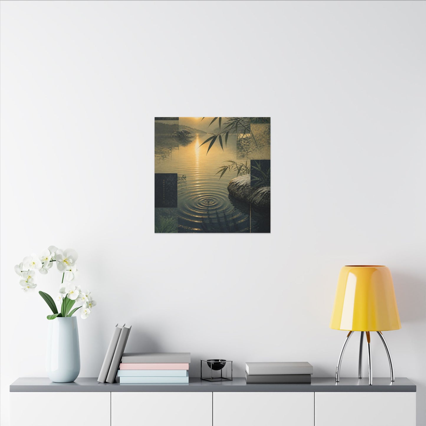 Zen Water Ripple in Golden Hour | Ukiyo E Inspired Canvas Art
