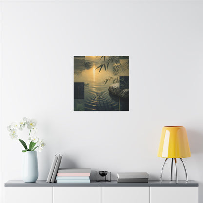 Zen Water Ripple in Golden Hour | Ukiyo E Inspired Canvas Art