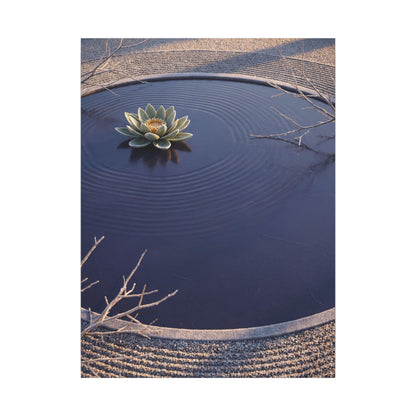 Lotus Flower Canvas Art | Winter Zen Karesansui Art