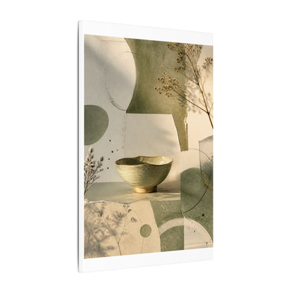 Warm Ceramic Bowl Canvas Art - Minimal Line Japandi