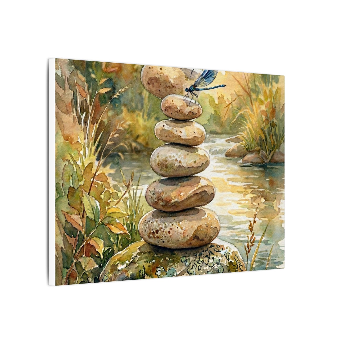 River Stones Summer Canvas Art | Japandi Cozy Design