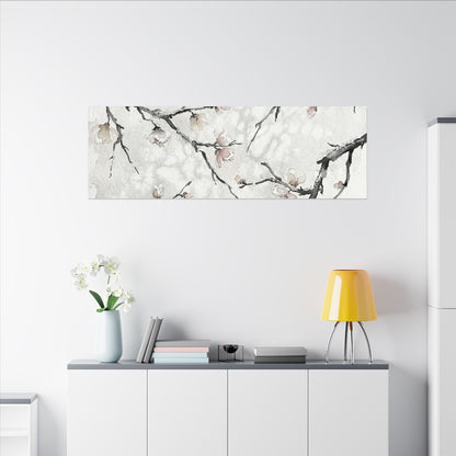 Cherry Blossom Canvas Art | Winter Japandi Watercolor Art