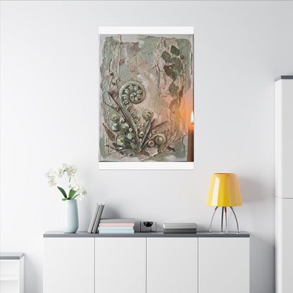 Datsuzoku Fern Unfurling Canvas Art - Japandi Texture