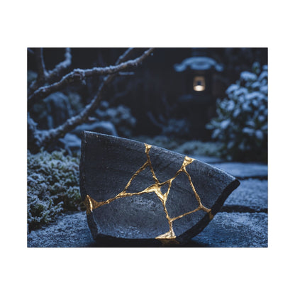 Moonlit Garden Winter Canvas Art | Kintsugi Artful Design