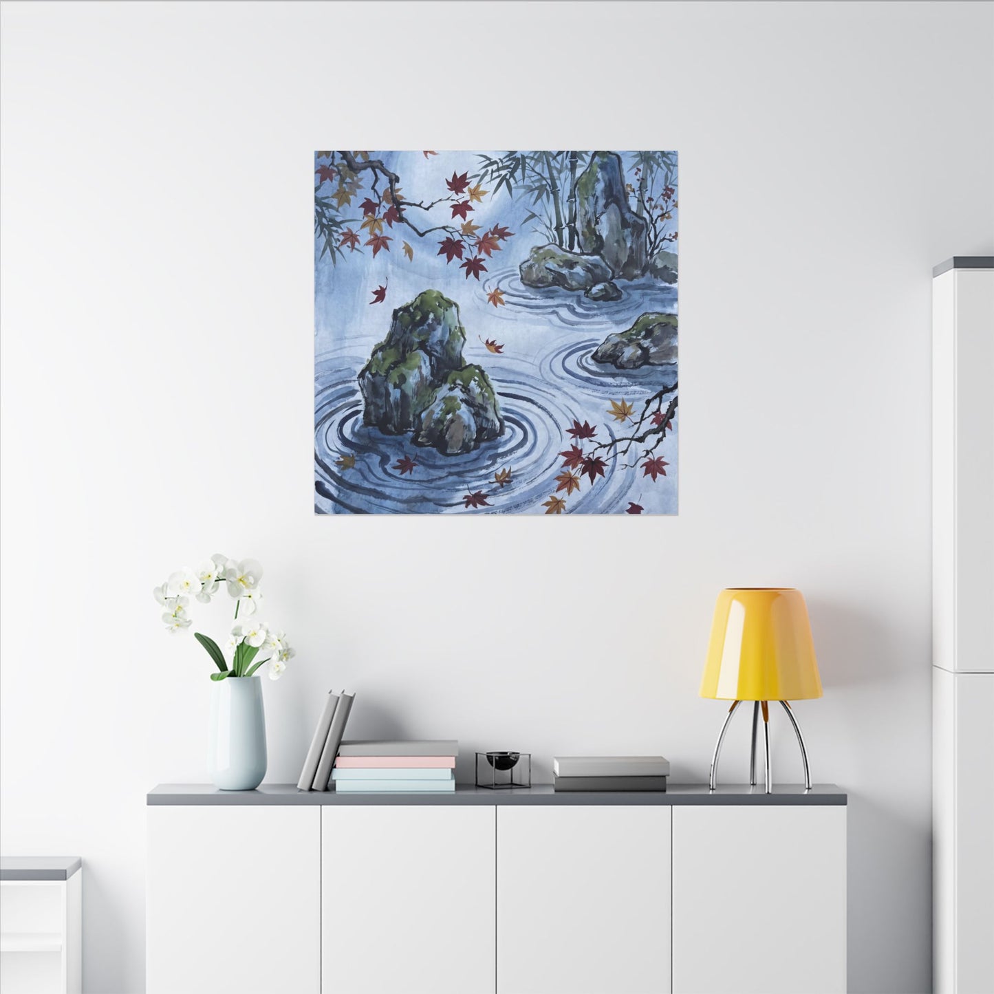 Rock Garden Autumn Canvas Art | Zen Tranquil Design