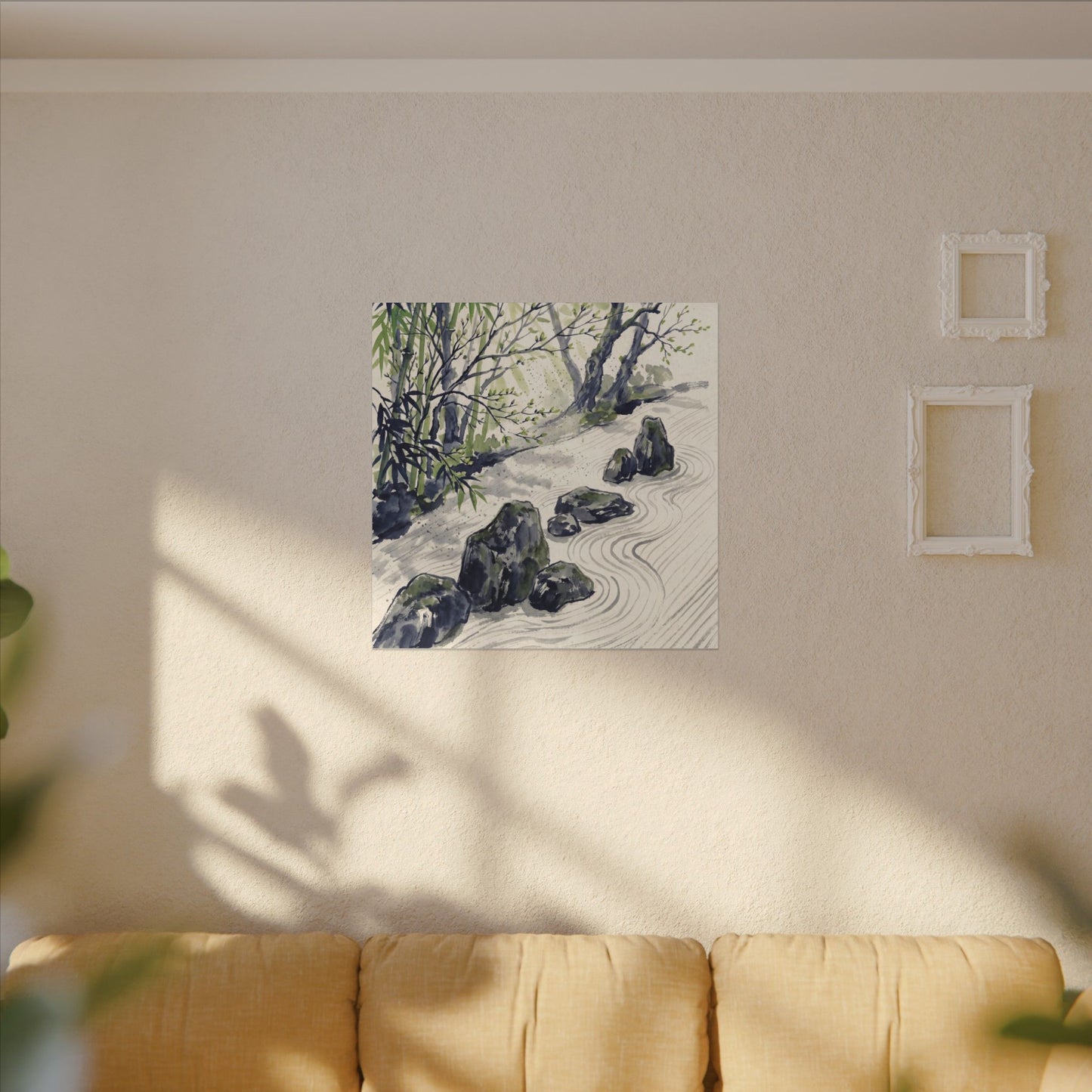 Dappled Rock Garden Canvas Art - Zen Mono No Aware