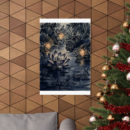 Candlelight Lotus Flower Wall Art Print - Zen Fukinsei