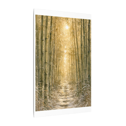 Bamboo Grove Winter Canvas Art | Japandi Elegant Design