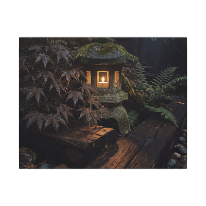 Moody Moonlit Garden Canvas Art - Shadow Zen Dark Japandi Art Print