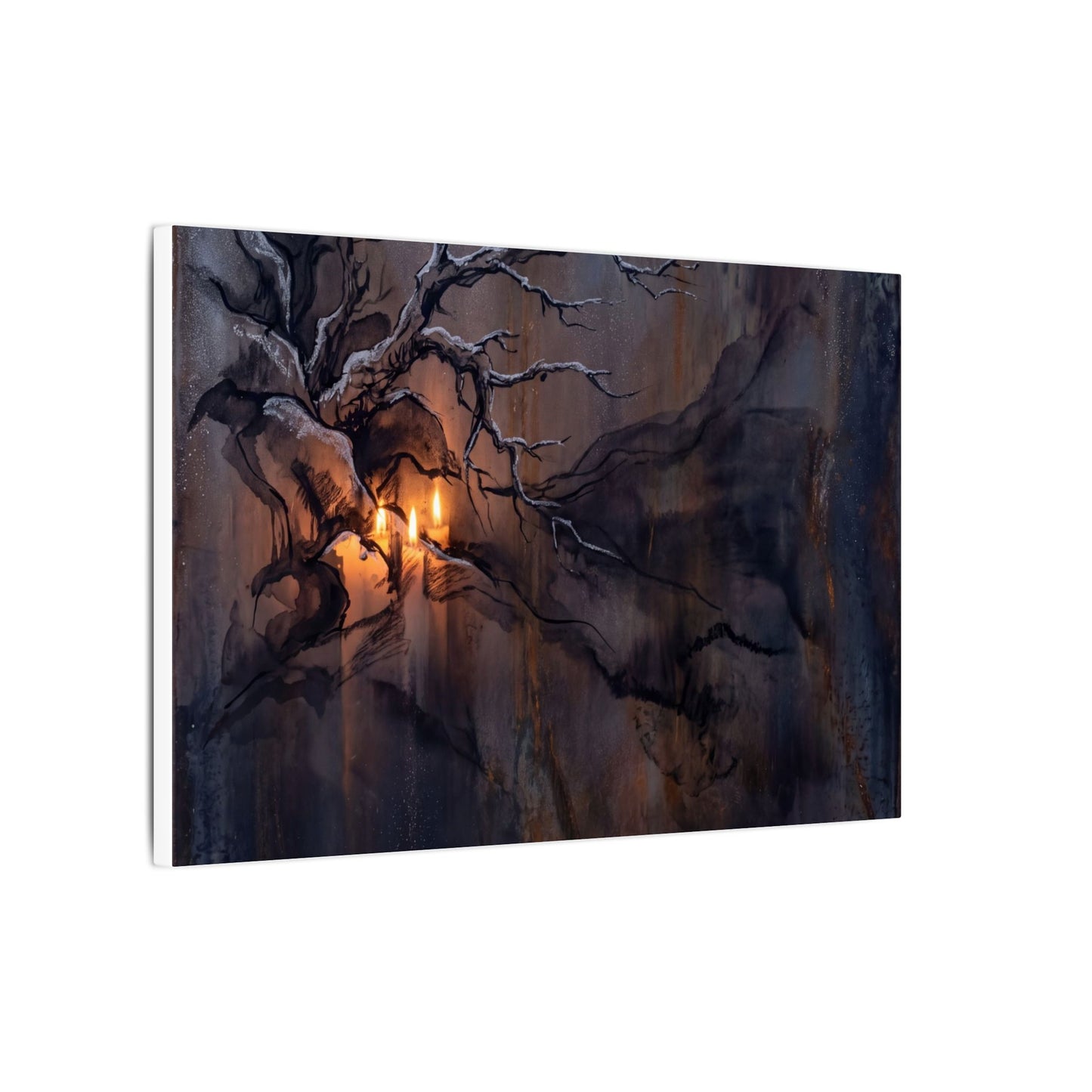 Winter Rust Patina Charcoal Ink Canvas Art | Atmospheric Decor