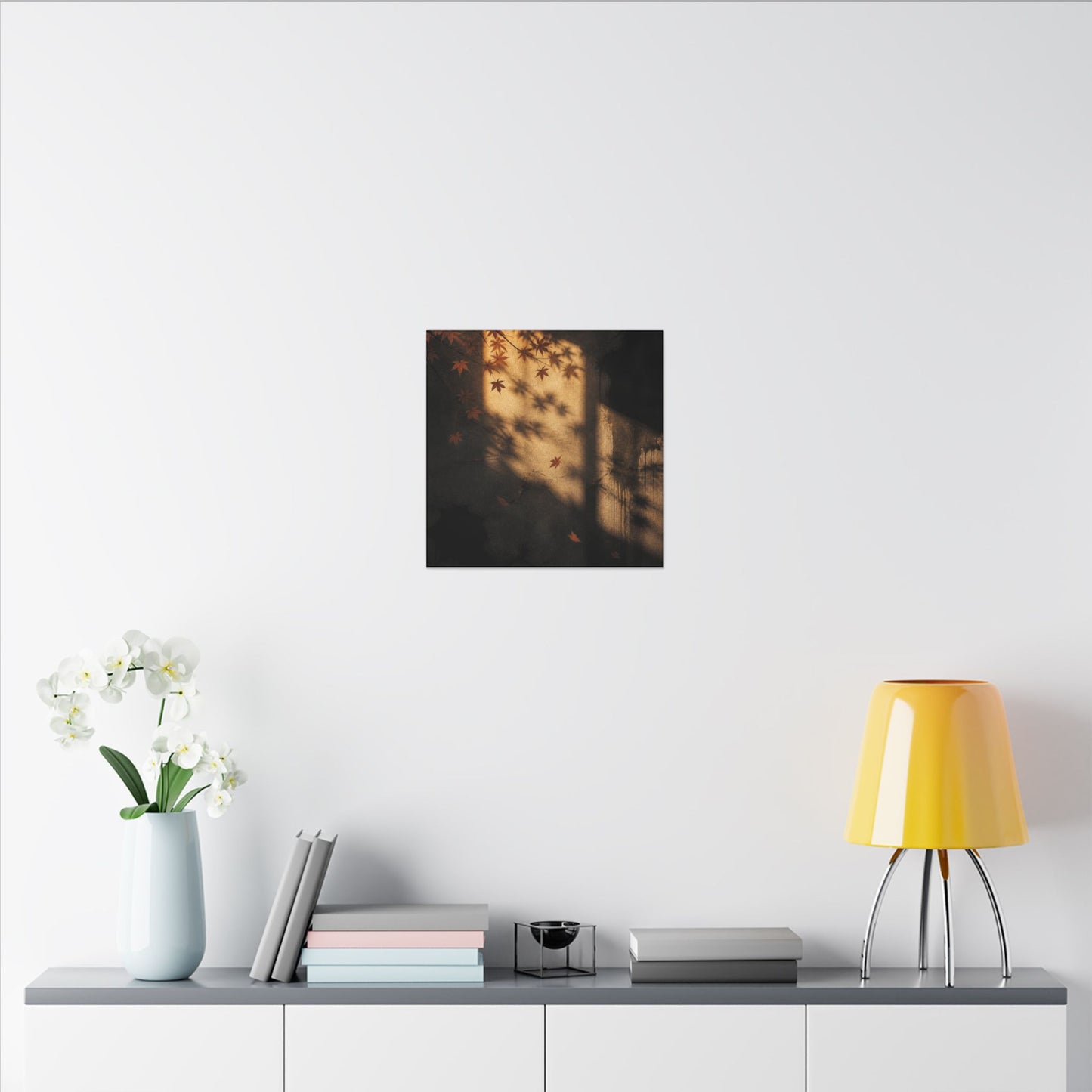 Shadow Play Canvas Art | Autumn Dark Japandi Charcoal Ink Art