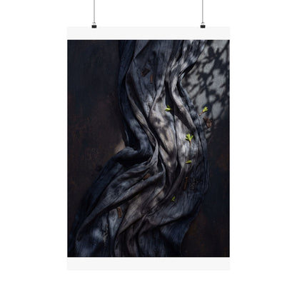 Dark Japandi Silk Drape in Dappled | Dark Texture Wall Art Print