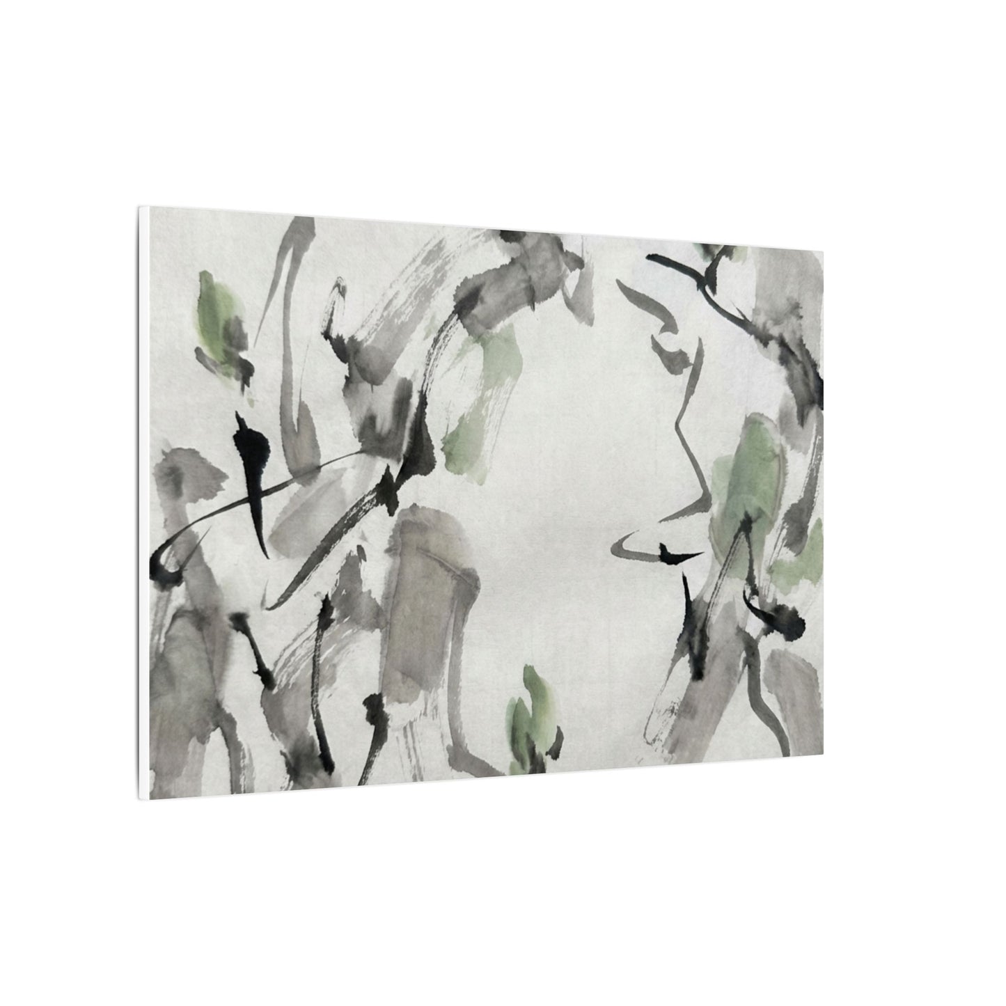 Zen Ink Brushstroke in Overcast | Sumi E Canvas Art