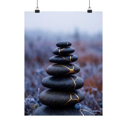 Kintsugi River Stones in Overcast | Broken Beauty Wall Art Print Art Print