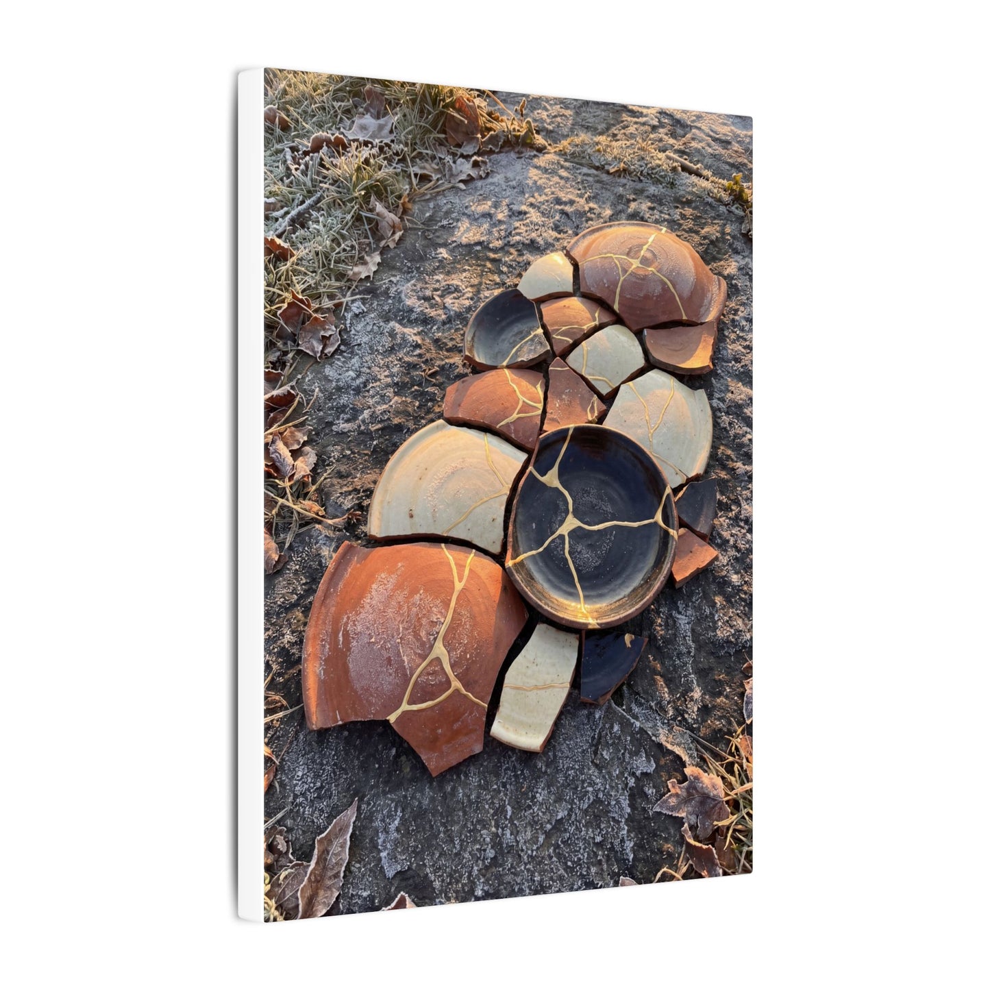 Winter Broken Pottery Gold Vein Canvas Art | Beautiful Decor