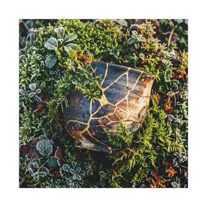 Artful Moss Close Up Canvas Art - Gold Repair Kintsugi