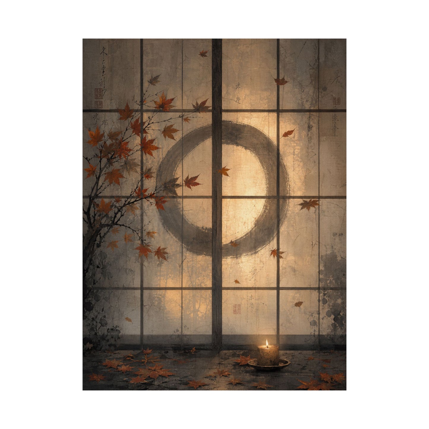 Shoji Screen Wall Art Print | Autumn Japandi Texture Art