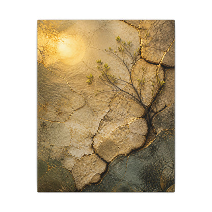 Cracked Earth Spring Canvas Art | Japandi Warm Design