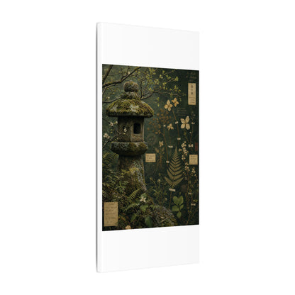 Spring Stone Lantern Herbarium Canvas Art | Nostalgic Decor