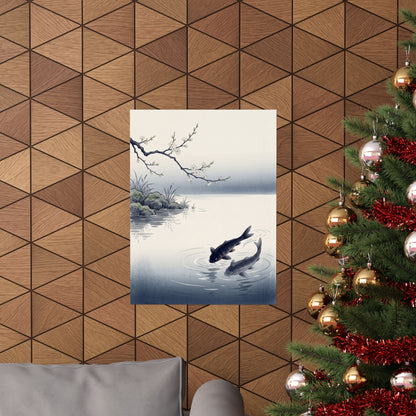 Calm Koi Pond Wall Art Print - Ukiyo E Inspired Zen