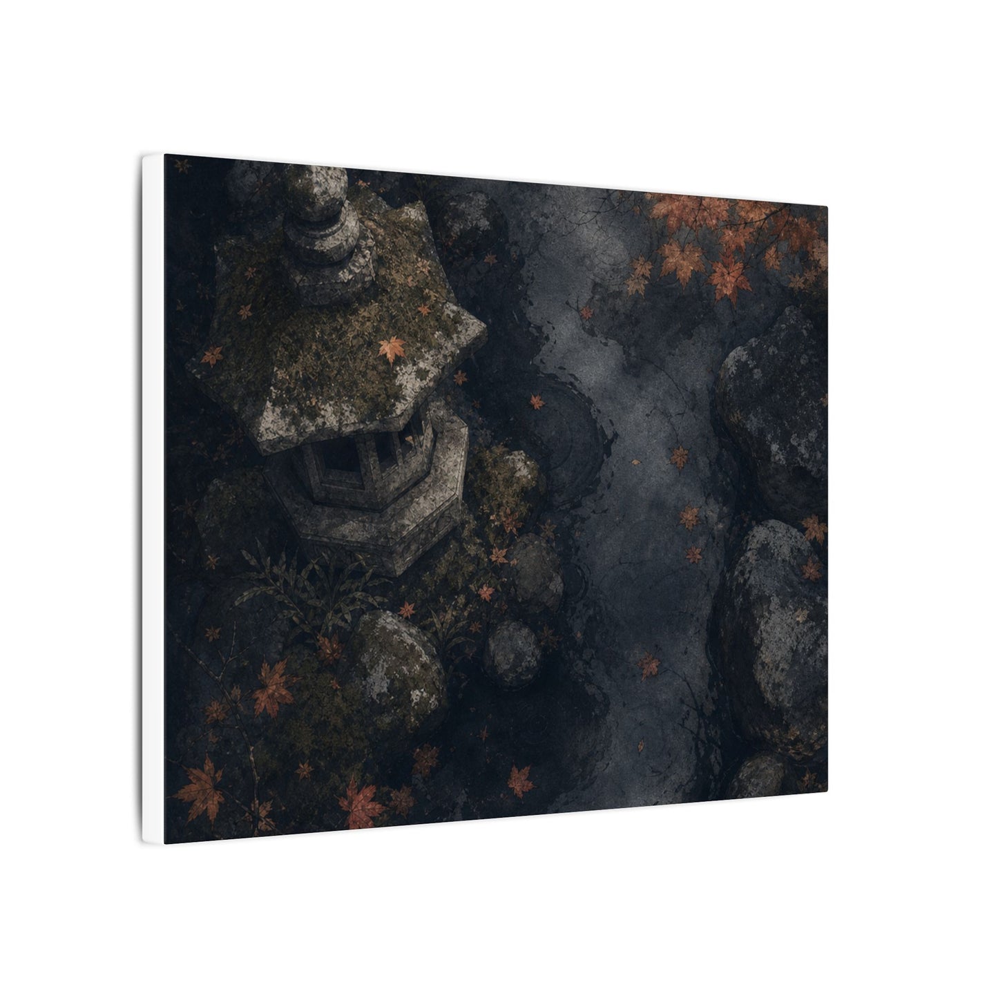 Stone Lantern Canvas Art | Autumn Japandi Texture Art