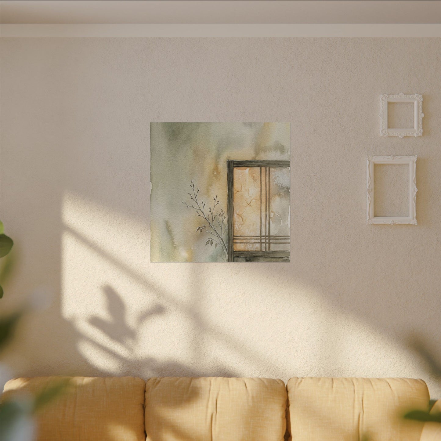 Ma Shoji Screen Canvas Art - Japandi Watercolor