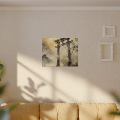 Spring Torii Gate Sumi E Canvas Art | Tranquil Decor