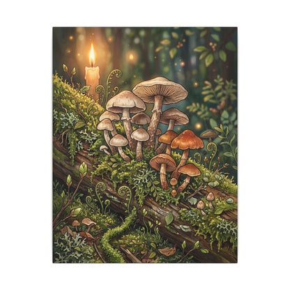 Spring Wild Mushrooms Herbarium Canvas Art | Rustic Decor