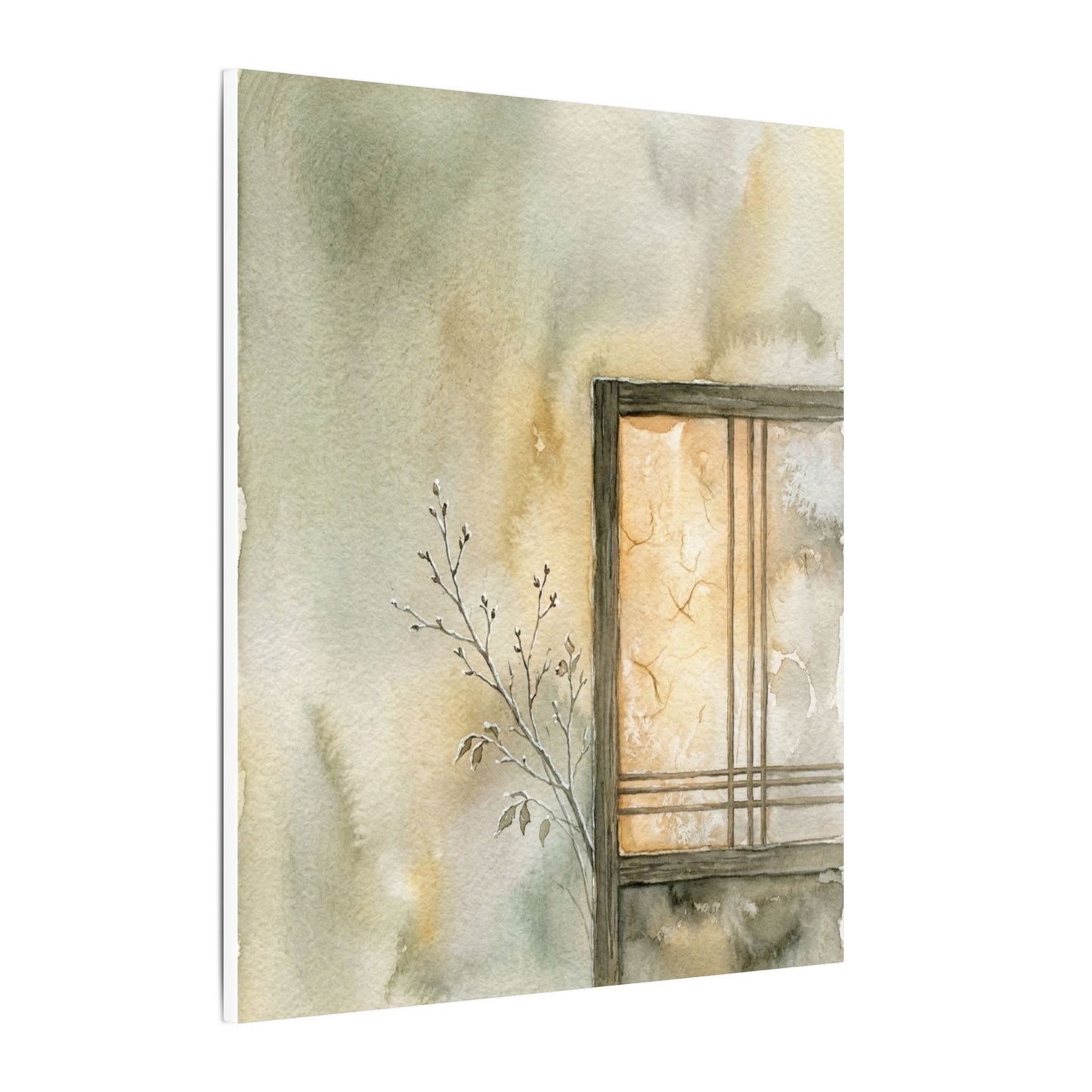 Ma Shoji Screen Canvas Art - Japandi Watercolor