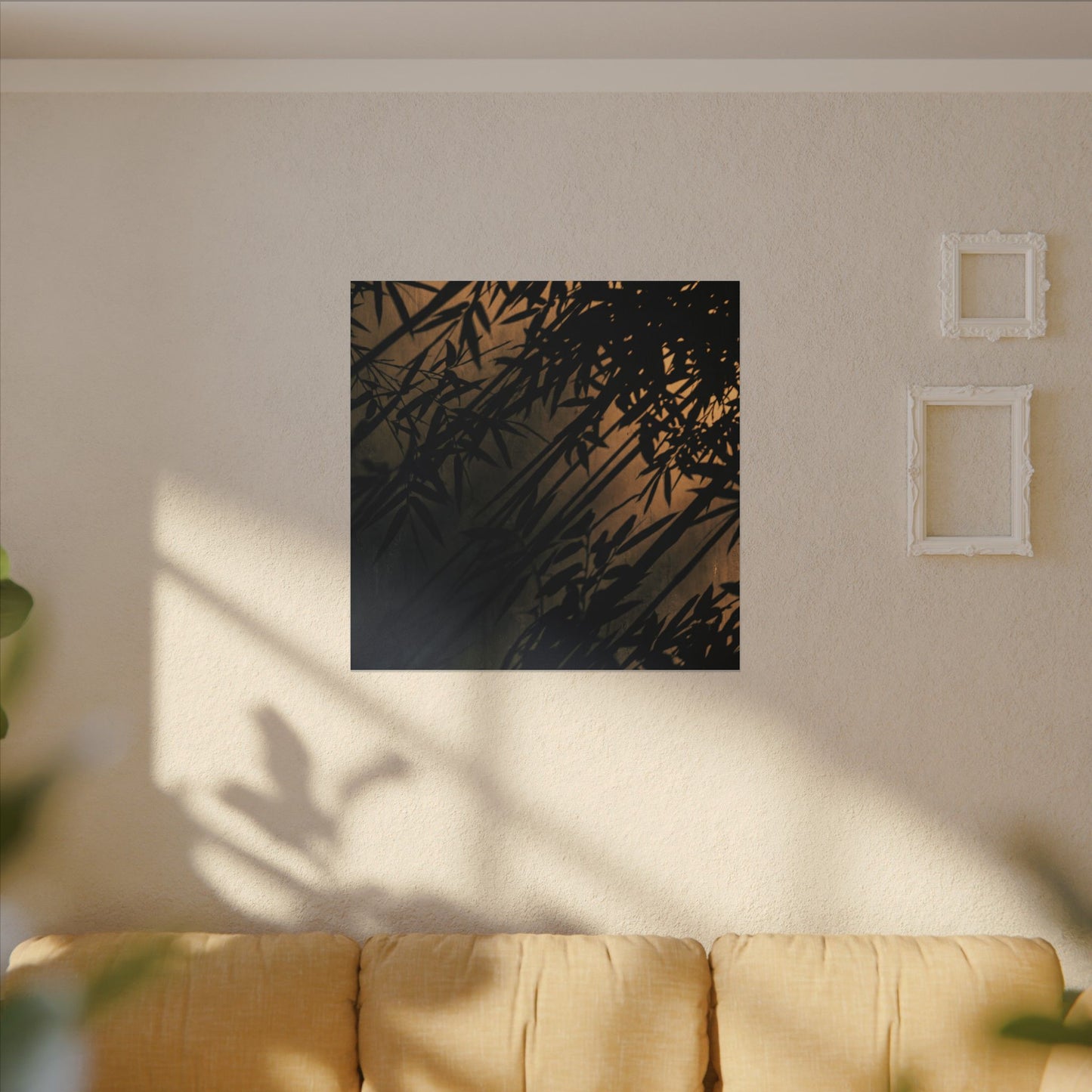 Sophisticated Shadow Play Canvas Art - Shadow Zen Dark Japandi