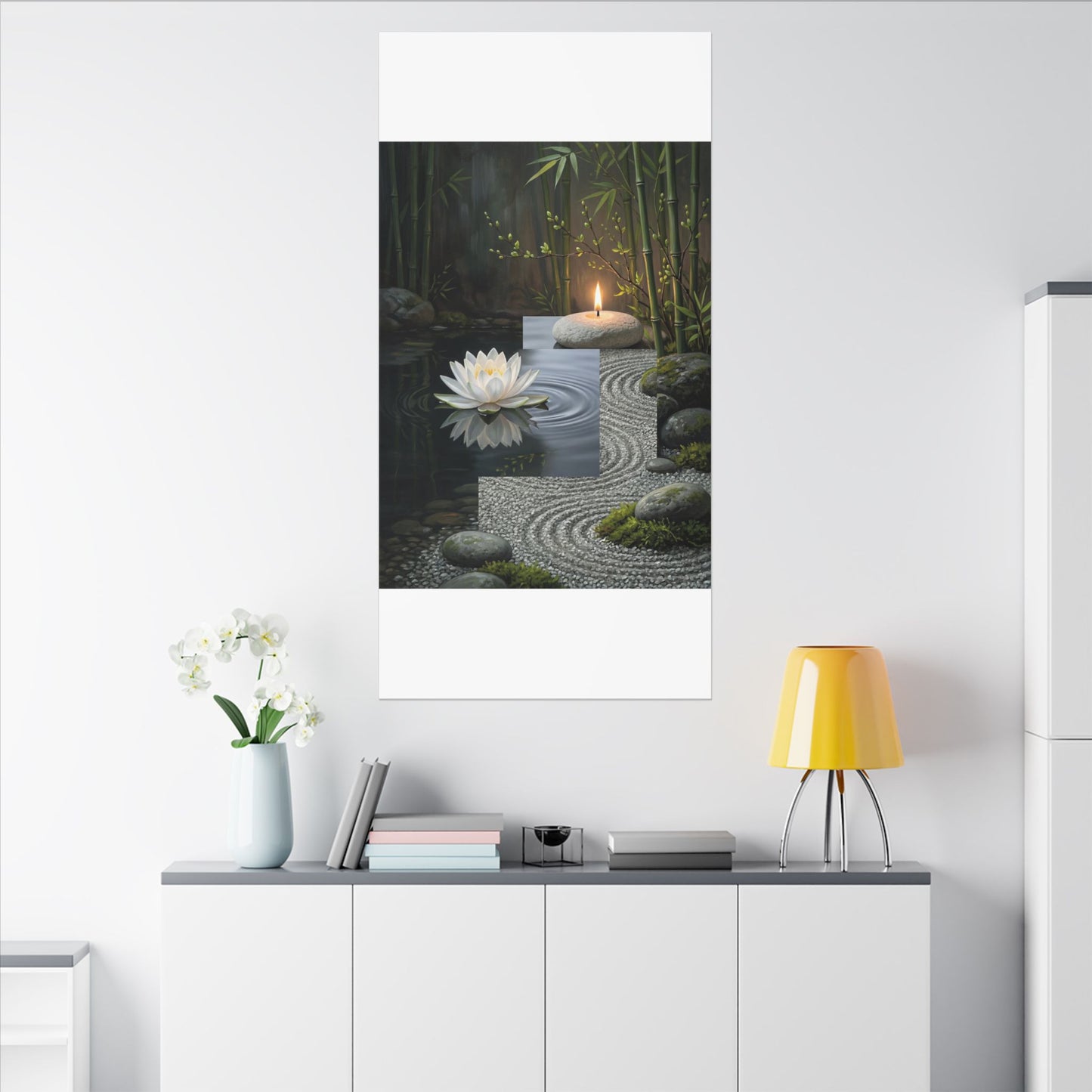 Candlelight Lotus Flower Canvas Art - Zen Kanso