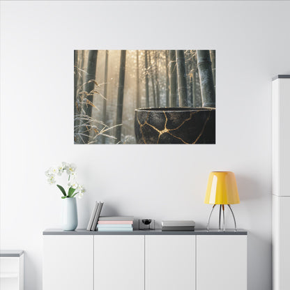 Fukinsei Bamboo Grove Canvas Art - Kintsugi Gold Repair