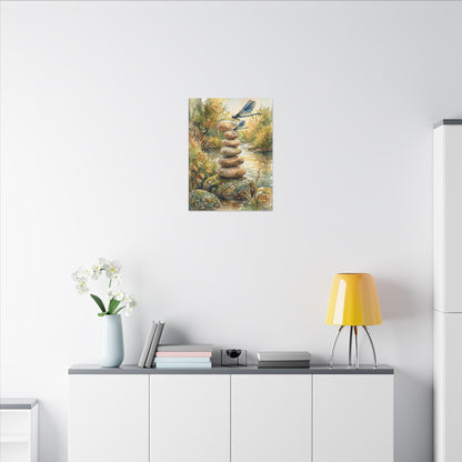 River Stones Summer Canvas Art | Japandi Cozy Design