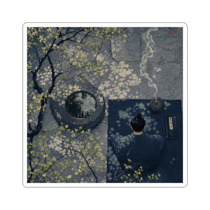 Zen Incense Smoke in Dappled | Ukiyo E Inspired Sticker