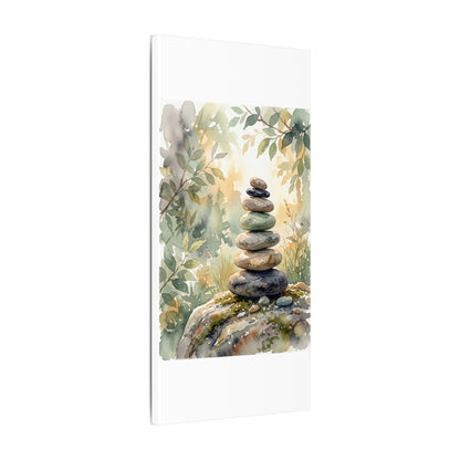 Golden Hour River Stones Canvas Art - Japandi Mono No Aware