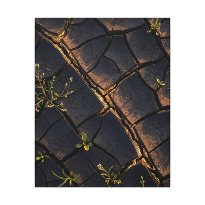 Kintsugi Cracked Earth in Golden Hour | Gold Vein Canvas Art