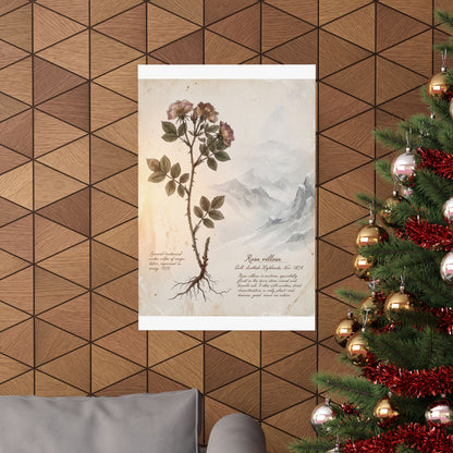 Winter Mountain Mist Herbarium Wall Art Print | Rustic Decor