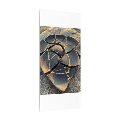 Broken Pottery Winter Canvas Art | Kintsugi Resilient Design