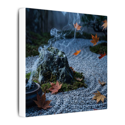 Autumn Incense Smoke Karesansui Canvas Art | Calm Decor