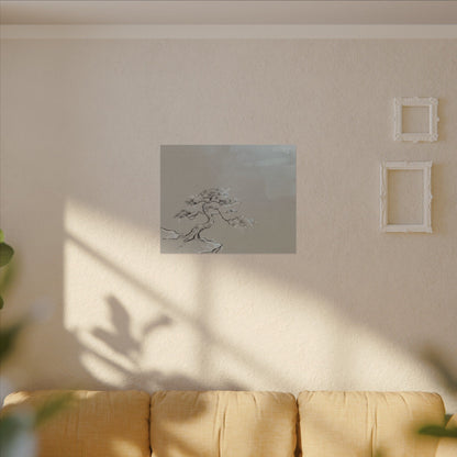 Pine Tree Minimal Line Canvas Art | Warm Japandi Art