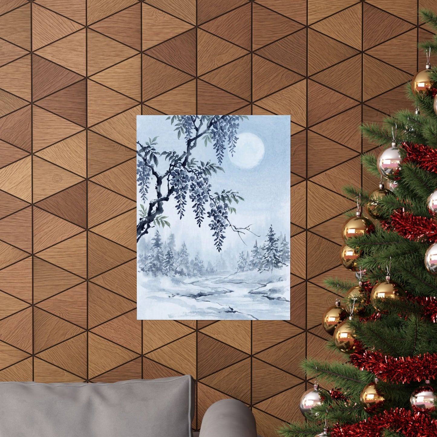 Moonlight Wisteria Wall Art Print - Zen Seijaku