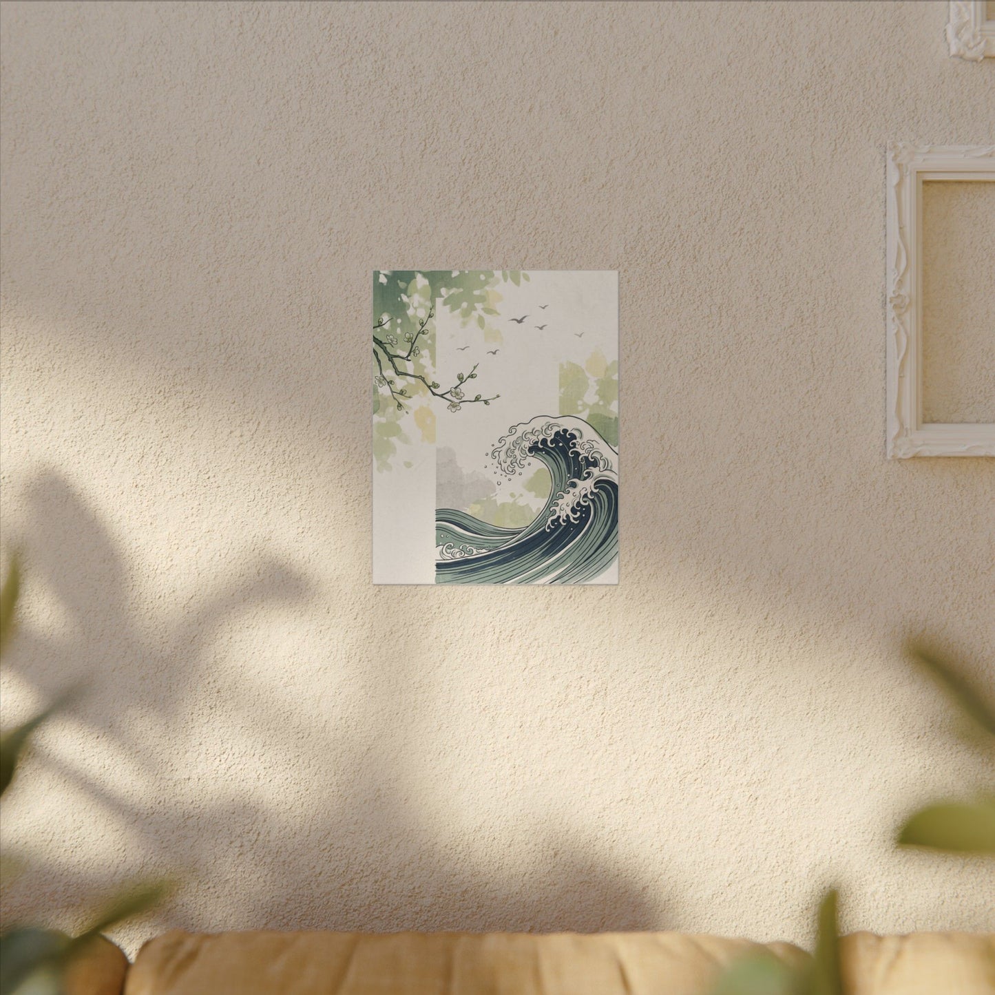 Spring Ocean Wave Ukiyo E Inspired Canvas Art | Serene Decor