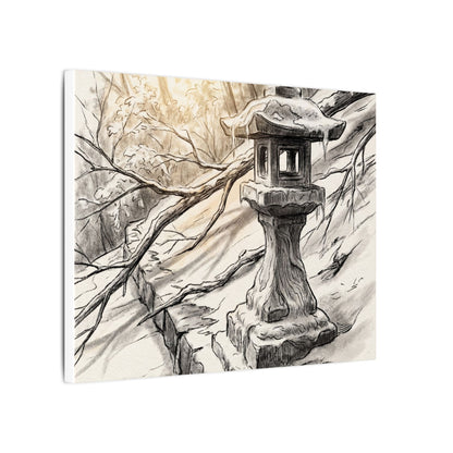 Golden Hour Stone Lantern Canvas Art - Japandi Kanso