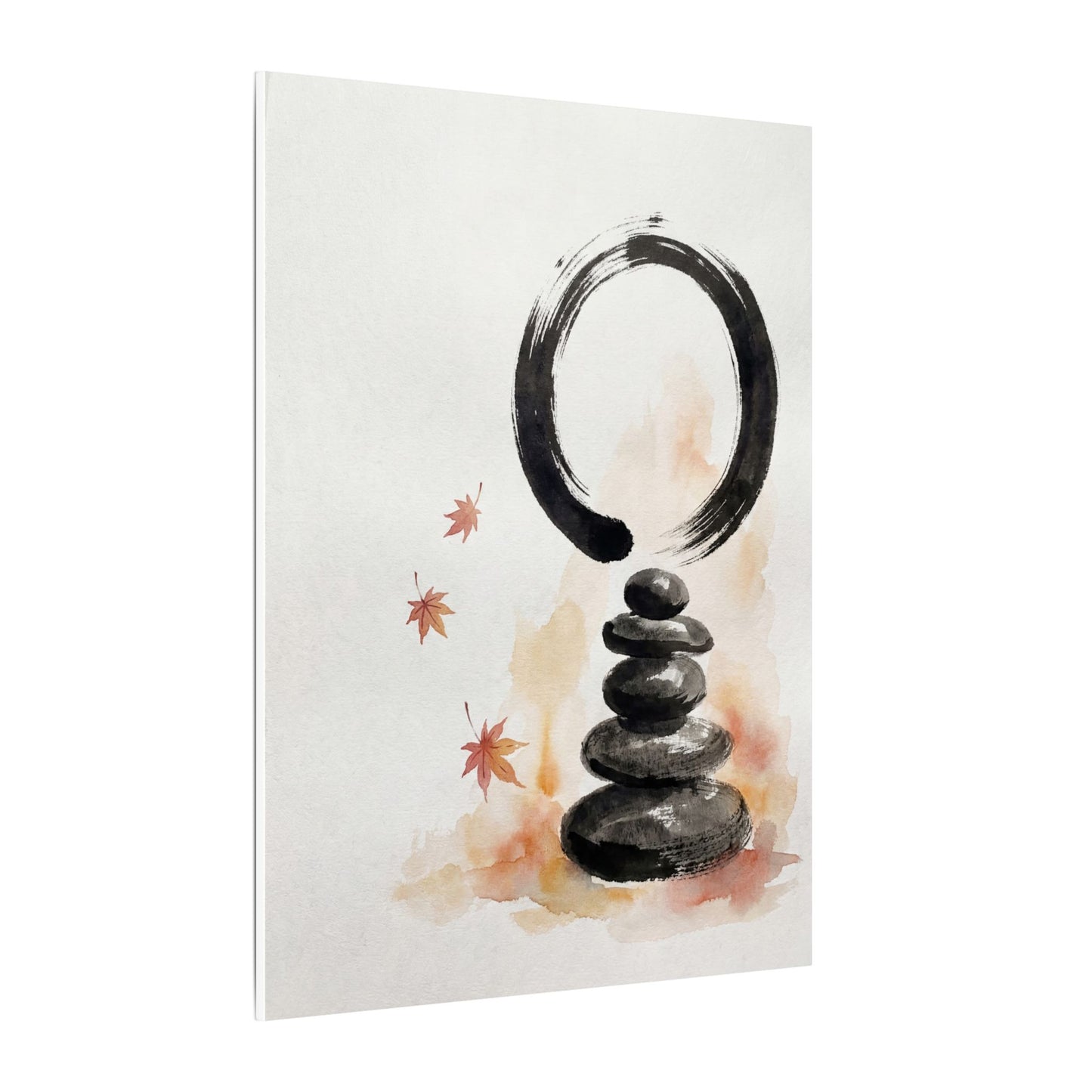 River Stones Canvas Art | Autumn Zen Enso Art