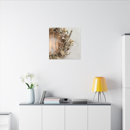 Dried Flowers Japanese Pattern Canvas Art | Neutral Japandi Art