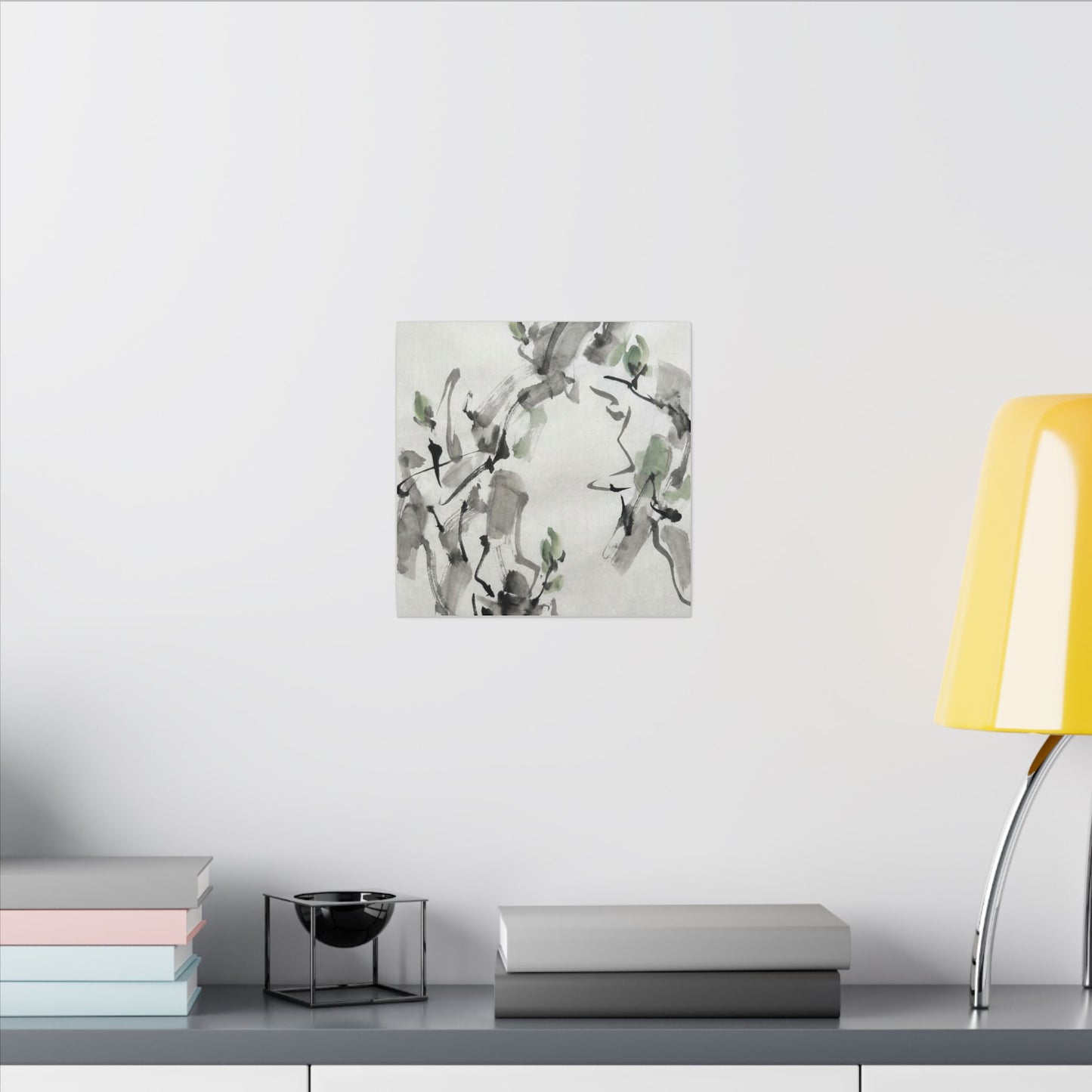 Zen Ink Brushstroke in Overcast | Sumi E Canvas Art